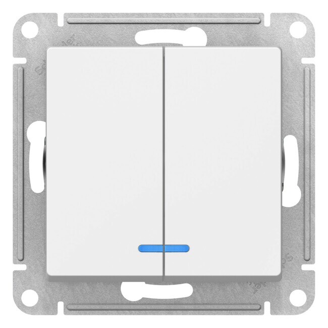 Механизм выключателя Schneider Electric AtlasDesign ATN000153 двухклавишный с индикатором белый